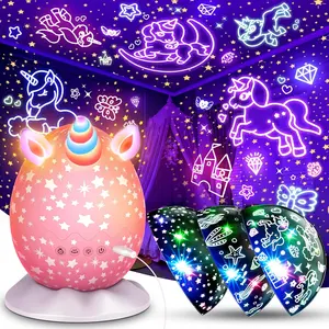 P-MTS034  Unicorn Night Light Kids Toys 3 in 1 Unicorns & Starry Sky & Sea World Nights Lights Projector for 3 4 5 6 7 8 9 10 11 12 Year Old Girls, Birthday Gifts for Kids 3-12 Night Lamp for Bedroom