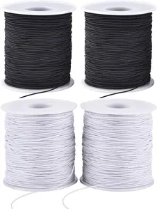 Stretchy String for Bracelets, 4 Rolls 1 mm Sturdy Elastic String Elastic Cord for Jewelry Making, Necklaces, Beading (2 Black+ 2 White)