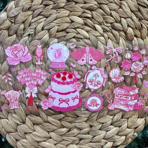 Pink UVDTF CUP WRAP with Elegant Rose and Cake Designs for Stylish Decor