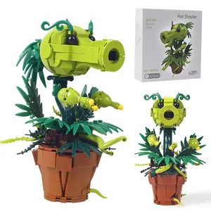 366PCS Plants Wars Game Character Pea Shooter Building Blocks Bonsai Model Plant Potted Assemble Bricks Toys Gift For Boys Adult