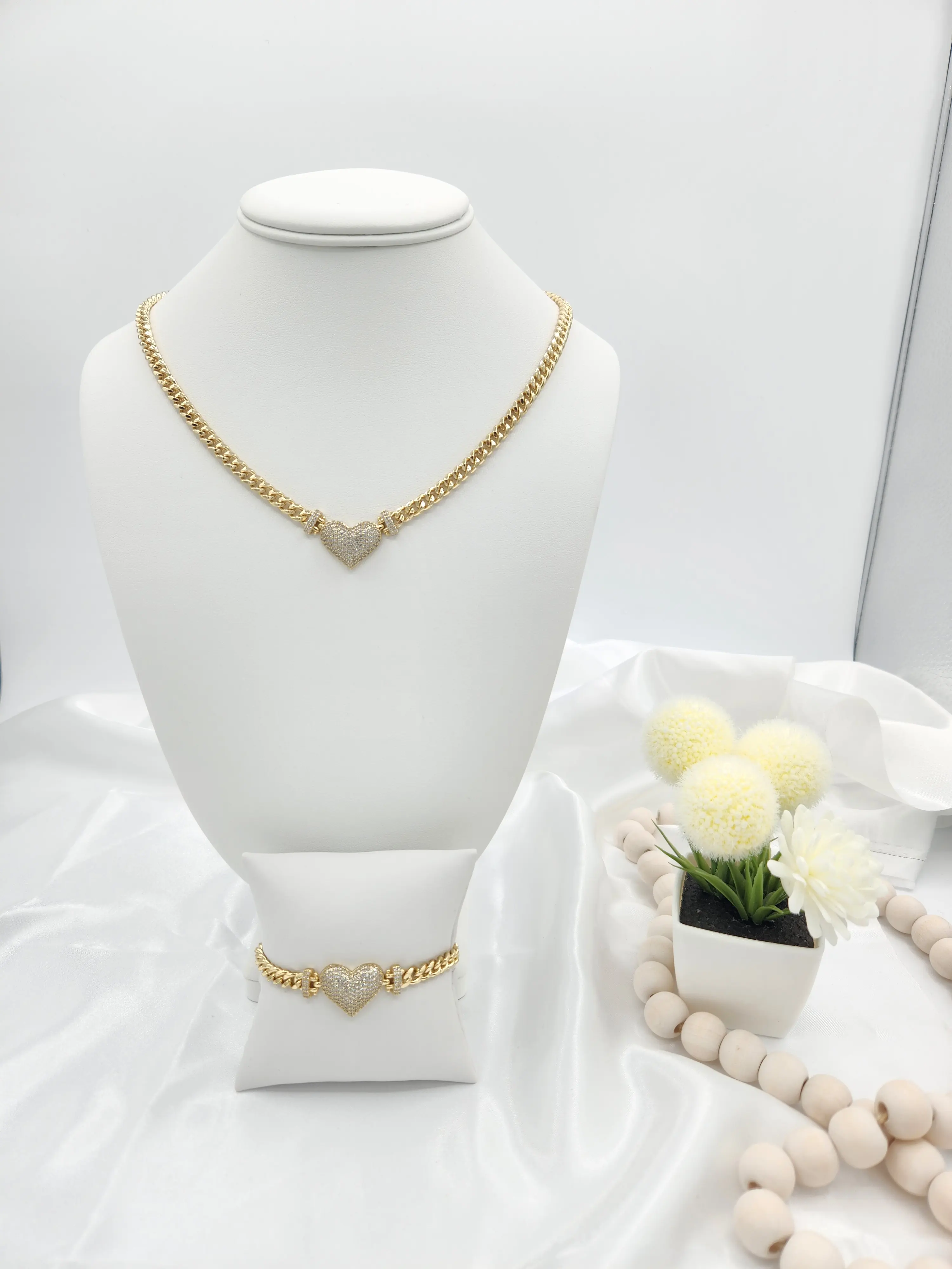14k gold plated set with heart charm.  (35)