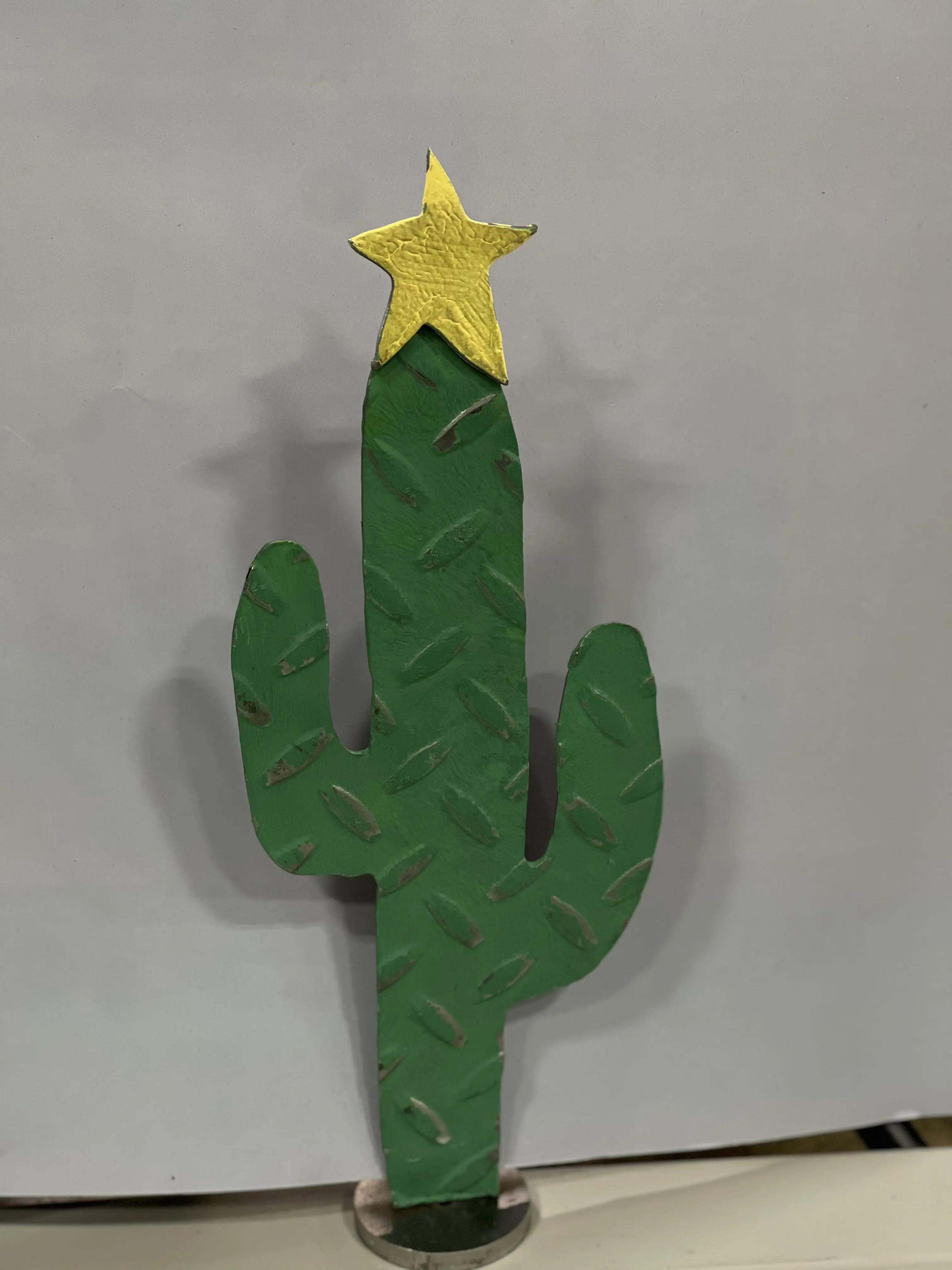 Decorative Metal Christmas Cactus With Yellow Star