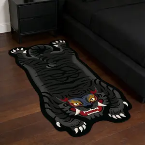 Tiger Pattern Bedroom Carpet Rug, Animal Print Rug, Animal Printed Rug, Retro American Street Style, Vintage Rug, Reflective Short Velvet Mat, Suitable for Living Room, Bedroom, Closet, Leisure Area
