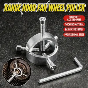 1Set Heavy Duty Fan Blade & Impeller Remover Kit, Professional Motor Pulley Puller with Wrench for Range Hood Repair