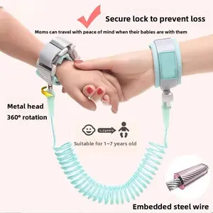 Children's traction rope, baby wristband, child anti-lost safety belt, rotating anti-tangle strap with lock to prevent children from getting lost