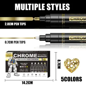 High-gloss mirror chrome pen scratch repair penDIY Gunpla figure touch-up paint metallic marker Fine Tip Markers