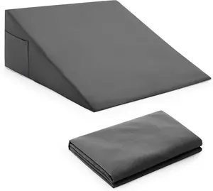 Dark Grey Bed Wedge Pillow Cover with Zipper Design, Wedge Pillowcase Protector with Side Pocket for Storage, 24" L x 24" W x 12" H(Pillow Not Include)