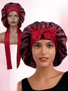Women's Silk-Like Sleep Cap, Sleeping Bonnet, Wide Brim Design, Satin Ribbon Bow Decor, Multi-Functional Hair Wrap, Smooth Fabric, Perfect Gift, Hair Care Cap