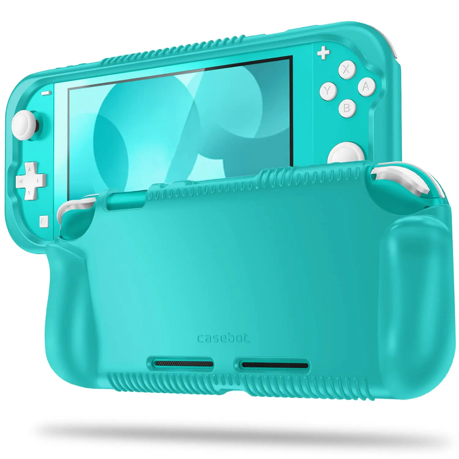 FINTIE Soft Silicone Protective Cover for Switch Lite Handheld Game Console - Game Console Accessories with Ergonomic Grip Handle, Tire-Pattern Design, Durable, Anti-Slip, Shockproof, All-Around Protection, Easy Access to Controls