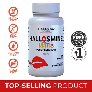 HALLOSMINE ULTRA x 60 Capsules – Diosmin 500 mg + Hesperidin 150 mg – Dietary Supplement for Circulatory Support and Healthy Veins – Hallusa Natural
