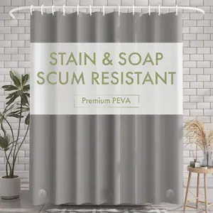 Lightweight Peva Shower Curtain Liner, Metal Lock Ring Top, Magnetic Bottom, 120x180cm, Home Hotel Dorm Apartment Decor, Waterproof Shower Curtain