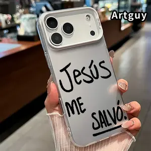 Jesus Saved Me Pattern Case for iPhone 17 16 15 14 Pro Max 13 12 11 XR XS Plus Air E Ultra Thin Raised Edges Camera Protection Hard PC Back Cover