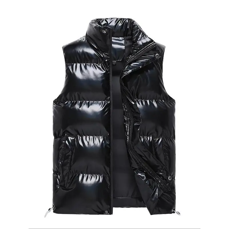 Men's Solid Color Thermal Lined Puffer Vest Coat, Regular Fit Casual Fashionable Padded Gilet Outerwear for Fall & Winter, Men's Clothes for Daily Wear, Vintage ClothingGift