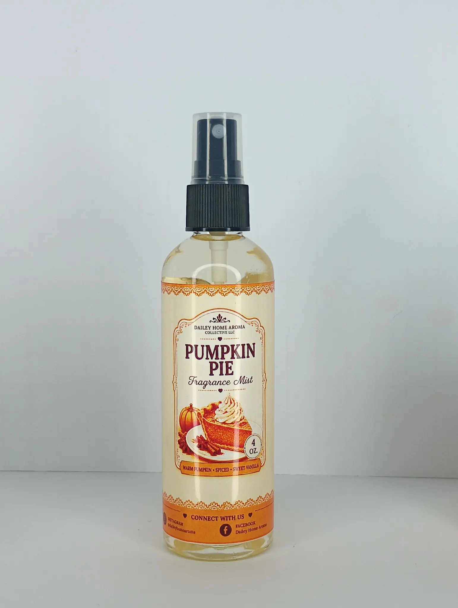 Pumpkin Pie Fragrance Mist, 4oz Fine Mist Body Spray with Warm Spices, Dessert-Inspired Bath & Body Care, Relaxing