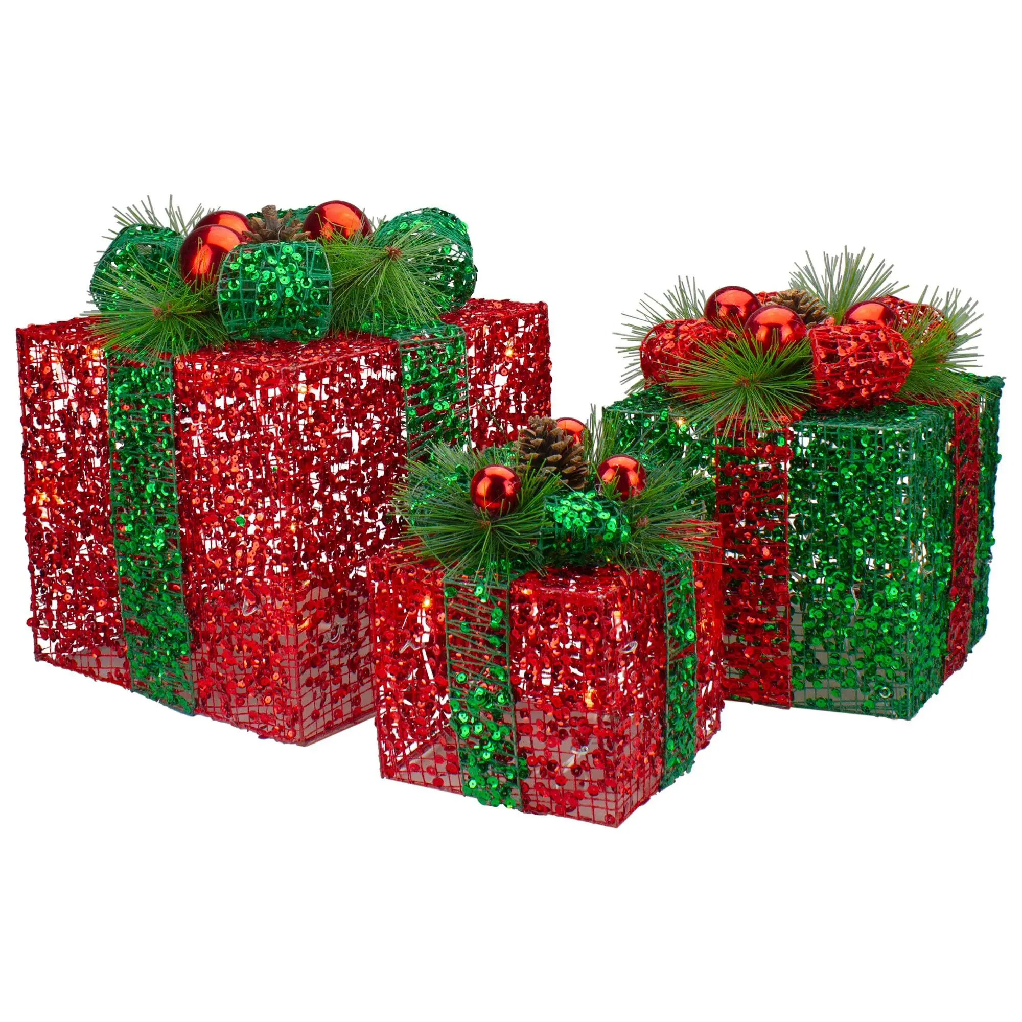 Northlight Set of 3 Red and Green Gift Boxes De coration