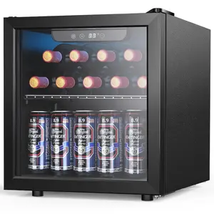 COWSAR Beverage Refrigerator Cooler 12 Bottle 48 Can - Mini Fridge with Glass Door for Beer Drinks Wines, Freestanding beverage fridge Small Drink Dispenser with Adjustable Shelving