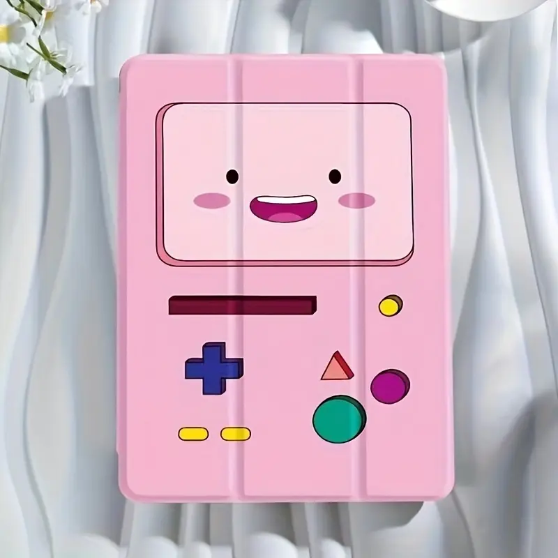 This pink game console-patterned, foldable, non-slip TPU protective case features an adjustable stand and pen slot, and is compatible with Samsung, iPad mini, iPad Air, iPad Pro/iPad 10th and 11th generation iPads.