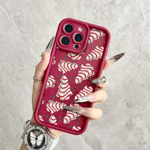 Christmas Tree Cake Joy for phone case, compatible with iPhone 17 Pro Max, 16 Pro Max，15 Pro, 14, 13, 12, 11, XR, XS Plus, SE, Mini. Made from soft TPU shock-resistant silicone material, this stylish street-style gift is perfect for any occasion.