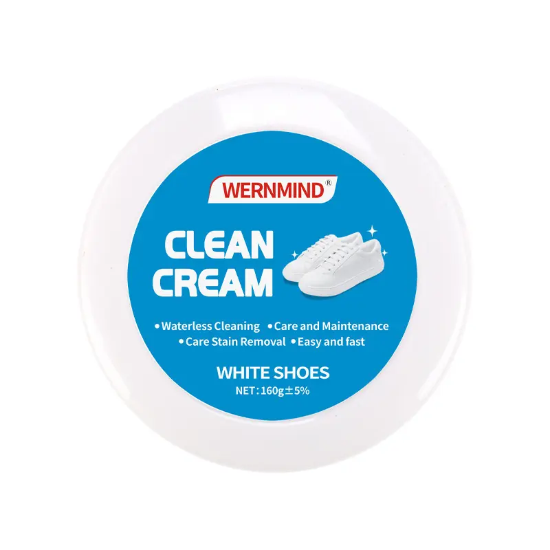 160g No-Wash Solid White Footwear & Leather Cleaner Cream, Multipurpose Mild Non-Irritating Eco-Friendly Cleaner with Sponge for Silicone Car Interiors