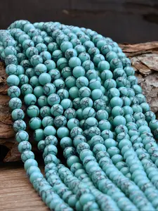 Unique Crack Pattern Turquoise Beads - 4/6/8/10mm for Jewelry Making, DIY Bracelet Necklace Earrings, 15 Inch Strand