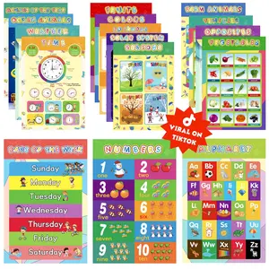 16 Laminated Toddler Educational Wall Posters for Classroom & Kindergarten, Kindergarten Classroom Must Haves, Laminated Learning Chart Materials