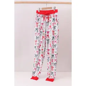 Red bow bamboo mom pajamas pants