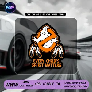 2PCS/SET Pop Culture Warm-Style "Ghostbusters + Every Child's Spirit Matters" Car Sticker | For Car/Motorcycle Bodies, Windows, Classic IP + Public Welfare Slogan Decor, Turn Your Ride into Fun & Warm Vibe, Stand Out on Trips