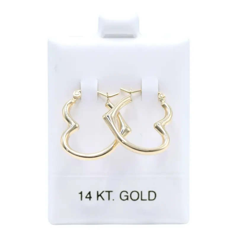 14KT Gold Open Heart Hoops - Available in 3 Selectable Sizes