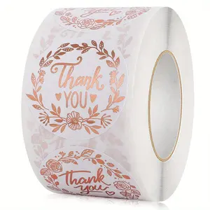 500pcs/roll 1 Inch Rose Golden Thank You For Supporting My Small Business Stickers, Envelope Seals, Thank You Labels, Round Label For Greeting Cards, Gift Wraps For Birthday, Christmas, Thanksgiving, Mother's Day, Father's Day