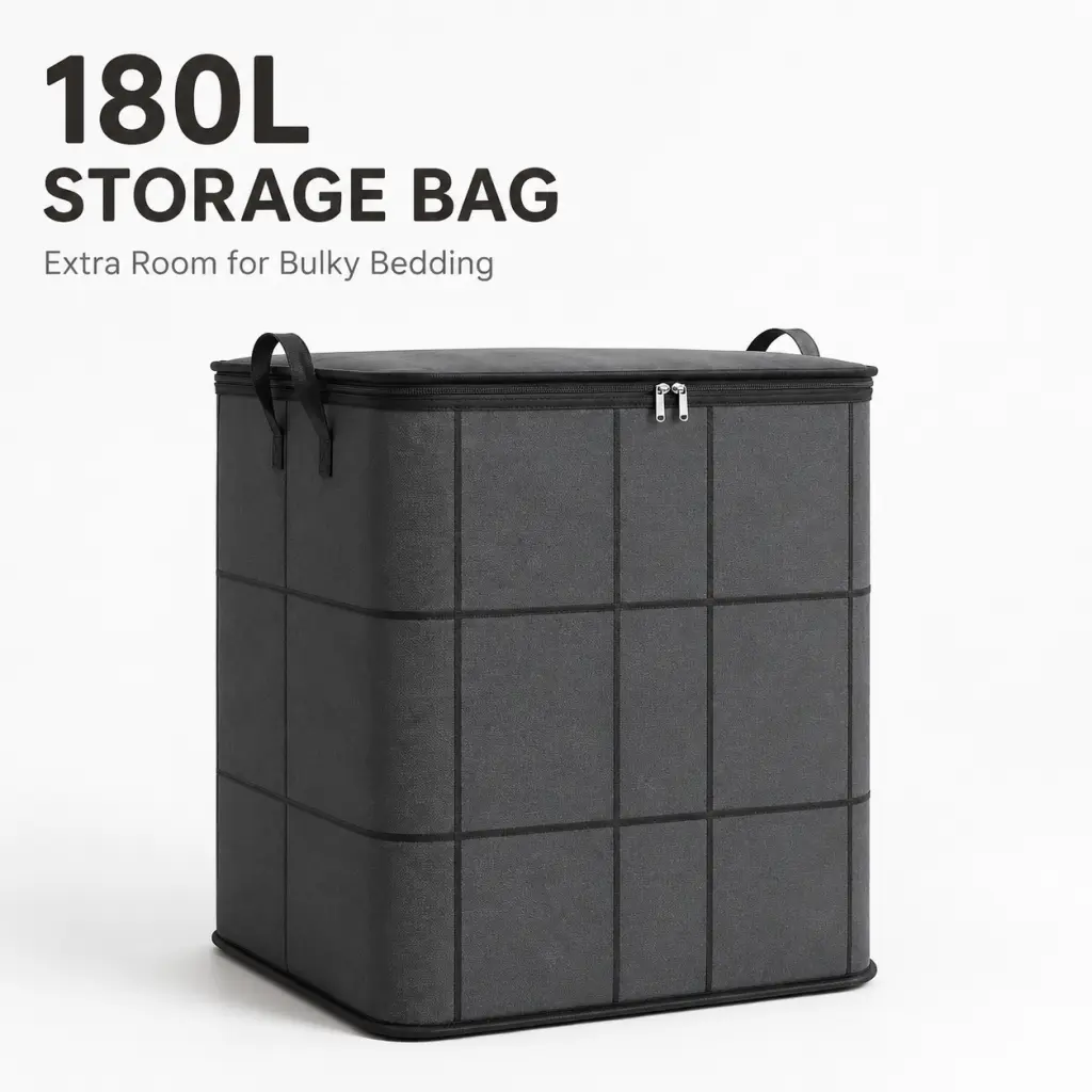 Storage Bag 180L Large Heavy Duty with Reinforced Stitching, Dust & Moisture Proof Organizer for Clothes, Quilt & Bedding, Zipper Closure Storage Sack for Apartment, Bedroom and Dorm Home Organization 2026 New