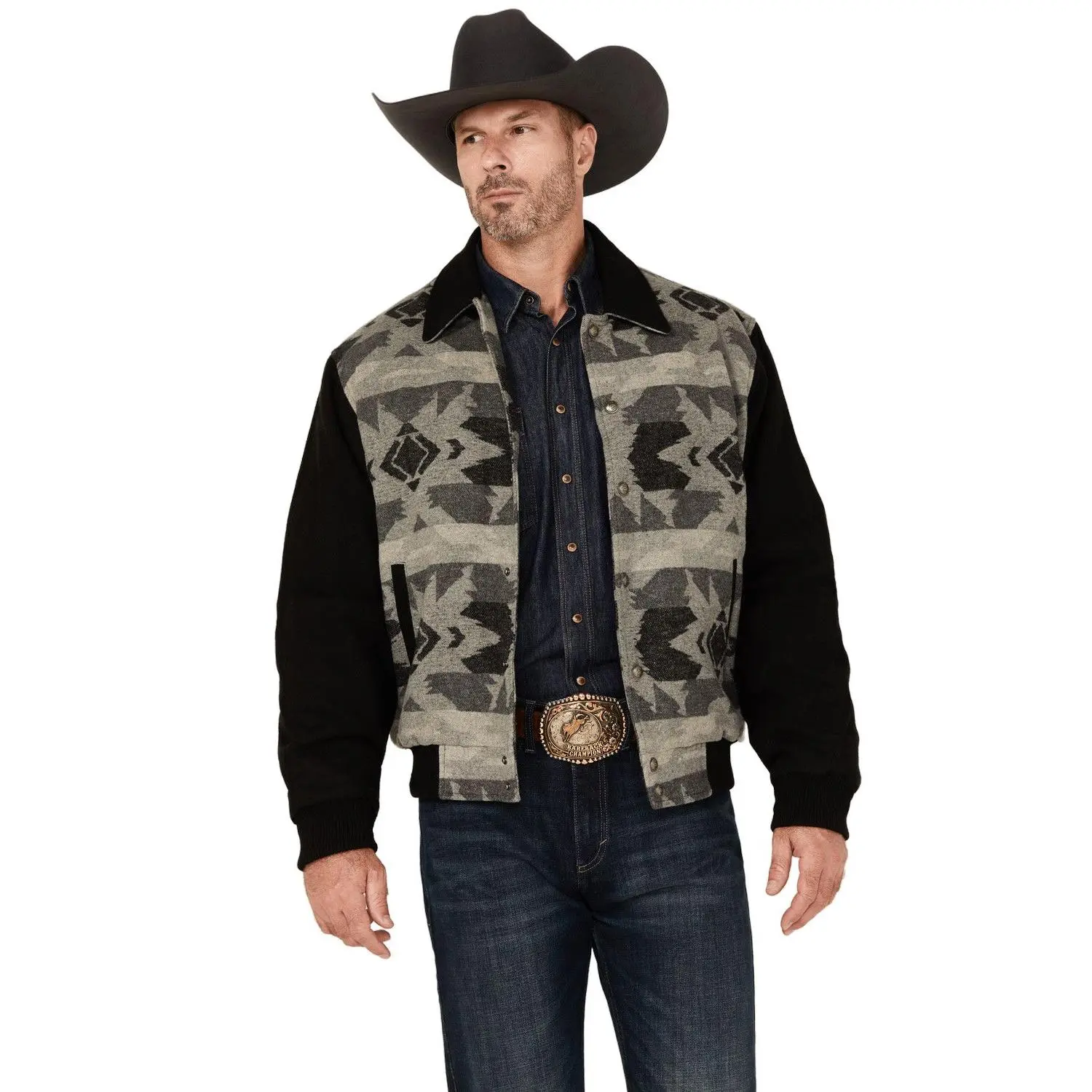 Cripple Creek Men's Southwestern Print Wool Bomber Jacket - Cr40249-401