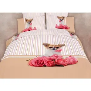 212 MAIN 6-Piece Queen Girls Bedding Set, Cotton Fiber Duvet Cover Set with Cute Dog Print, Playful Look (DM487Q), Six Pieces