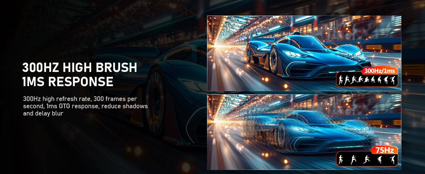 24.5 Inch PC 300/200Hz Gaming Monitor, FHD 1080p Screen,Adaptive Sync,1ms Without Bezel, 98% sRGB, 178 ° Angle View, HDMI、DisplayPort, Compatible with Wall mounting 75 * 75MM - Black,back to school,back to school haul