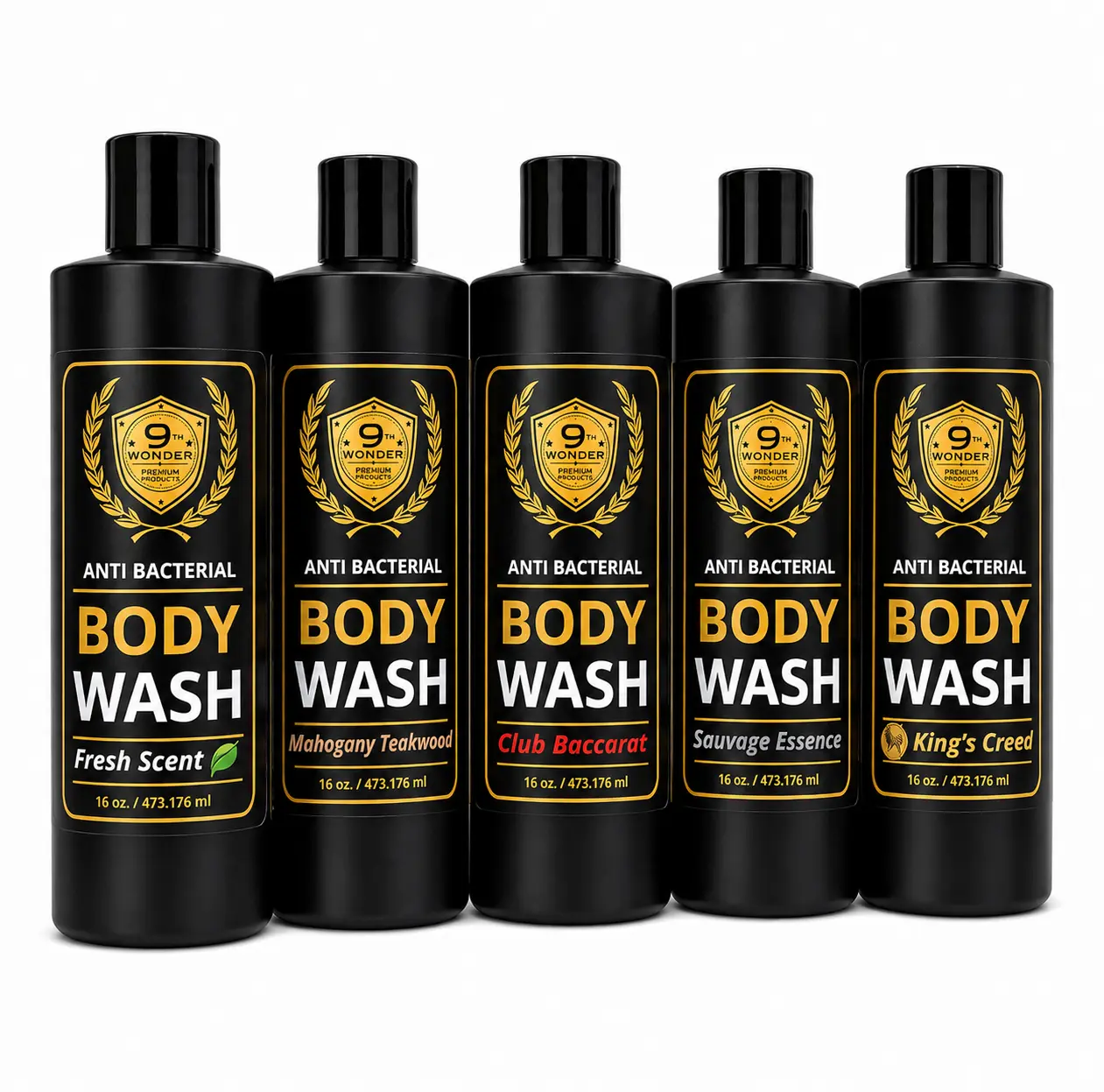 9th Wonder Premium Body Wash - Organic Castile Soap Cleanser with Aloe Vera, Argan Oil & Coconut Blend, Gentle Mild Body Care, Antibacterial Scented Formula