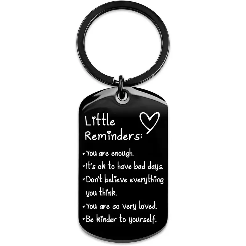Adults' Basic Metal-Stone Keychain Jewelry, 'You Are Enough' Engraved Affirmation, Uplifting Mental Health Gift, Casual EDC Gear Daily Reminder