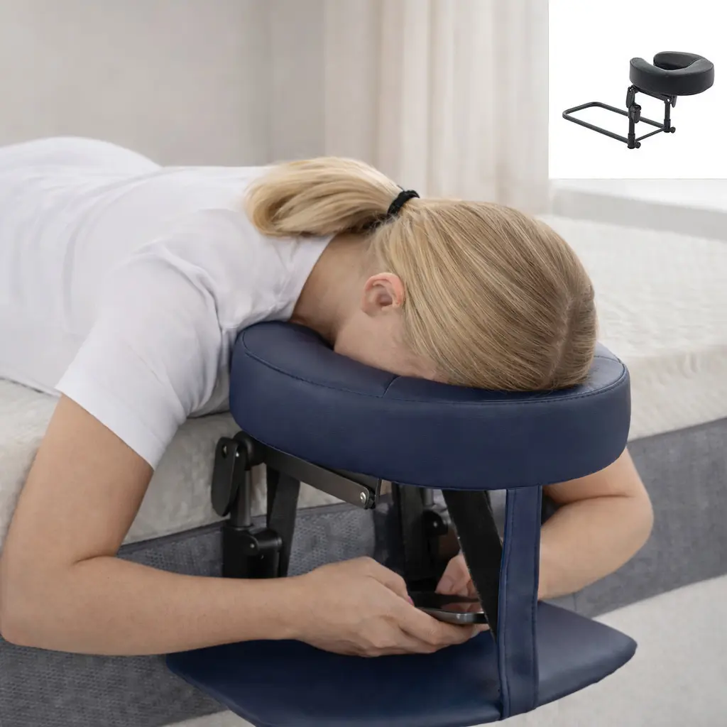 【Easter Day Gift】Adjustable Foldable Ergonomic Memory Foam Massage Headrest Pillow - PU Leather, Floating Support, Reversible, Portable, Neck Care, Bed Support Solutions, Massage Function Reading Pillows - Post-Eye Surgery Recovery