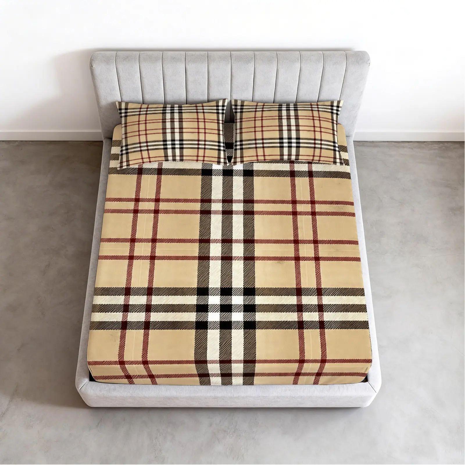 3-Piece Classic Plaid Fitted Mattress Sheets Set, Vintage Scottish Tartan Print Bedding Set, 360° Full Wrapped Deep Pocket Design, Soft & Breathable HD Digital Print, Fade-Resistant and Machine Washable, Fits Twin/Full/Queen Size Beds(No Insert)