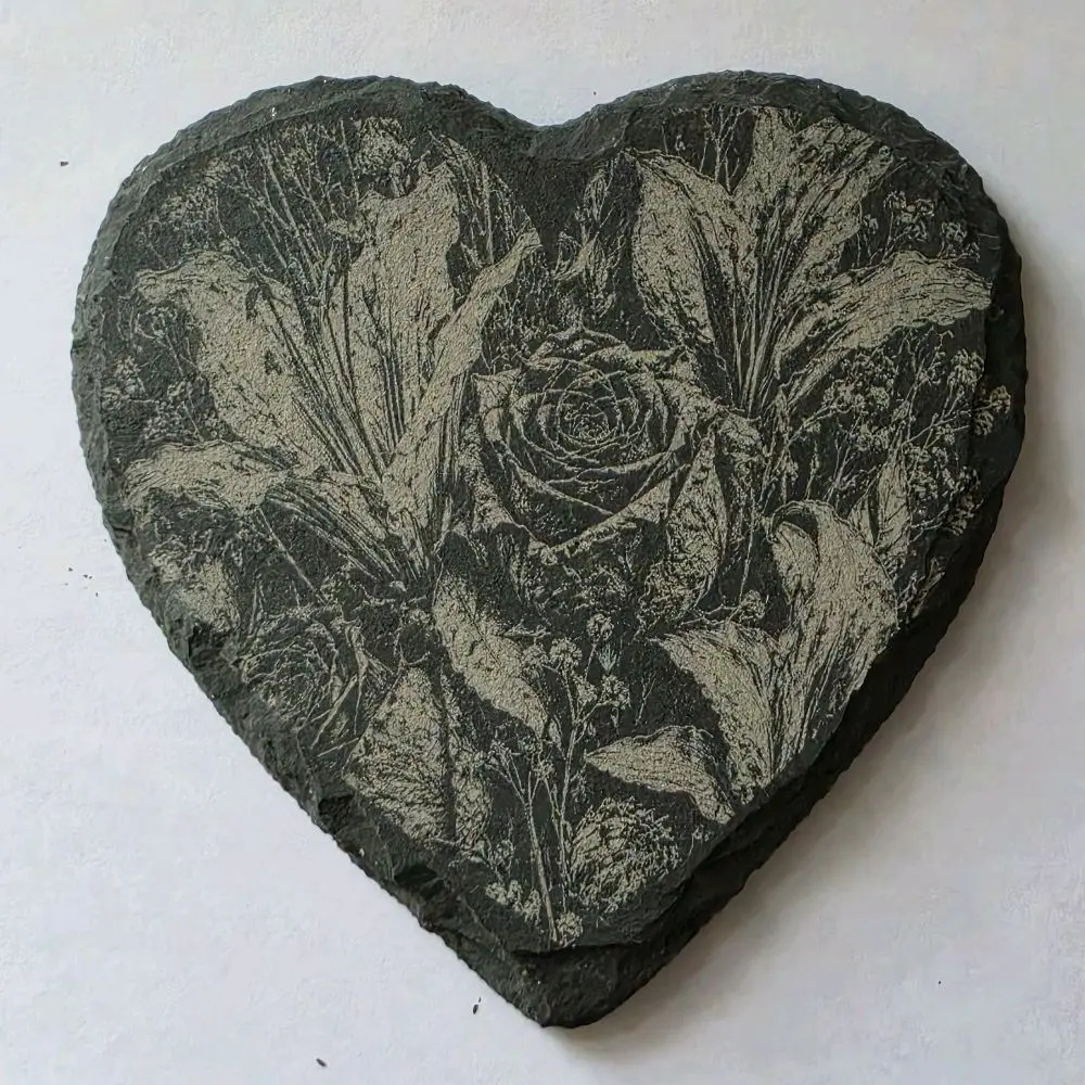 One Custom Laser Engraved Slate Coaster (Heart, Round, Square)