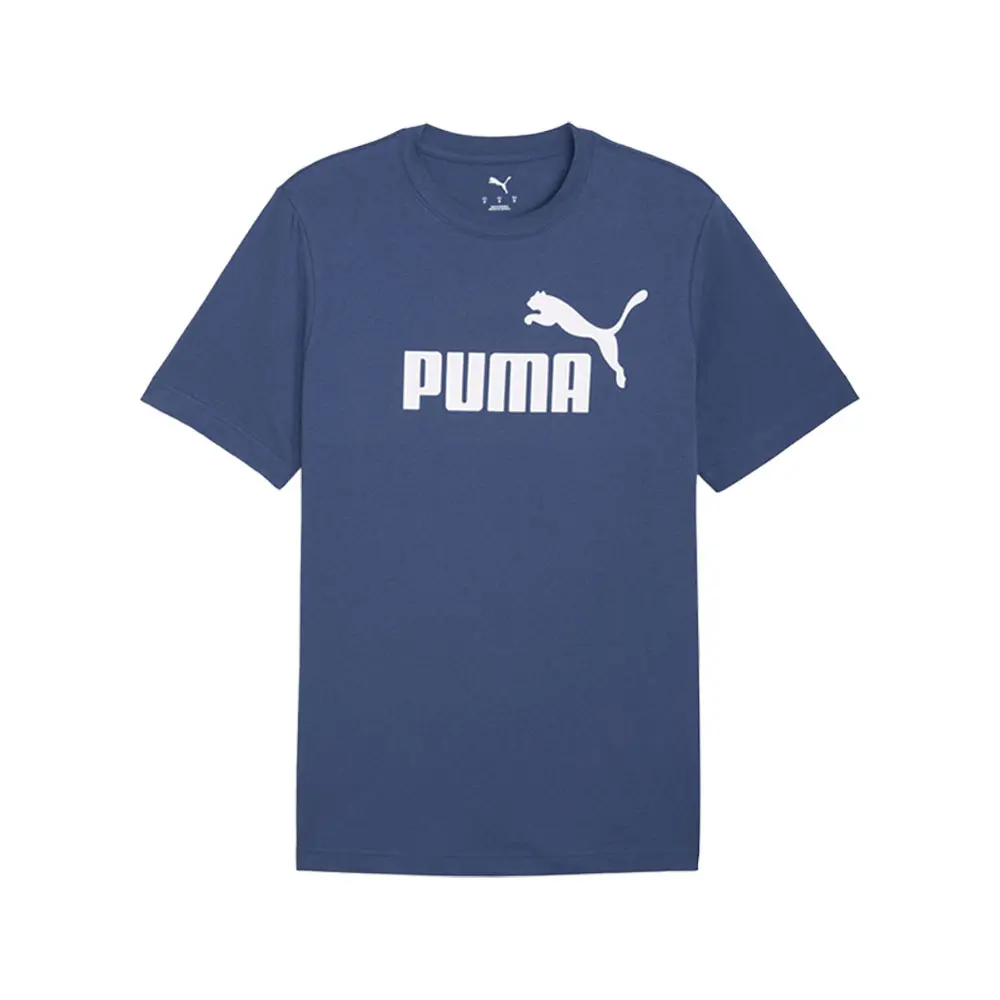 PUMA Mens Essentials Logo Crew Neck Short Sleeve Casual Tops Casual - Blue