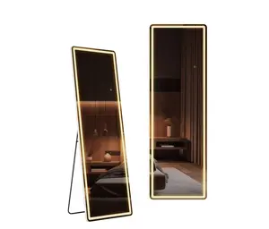64"x21" LED Full Length Mirror with Aluminum Frame Polished Glass for Outdoor Bedroom Living Room
