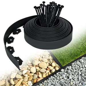 Easy-To-Install Polyethylene Plastic Garden Border Kit with Durable Anchors, Durable Weather Resistant Lawn Edging for Landscaping & Yard Separation, Landscape, Garden Design