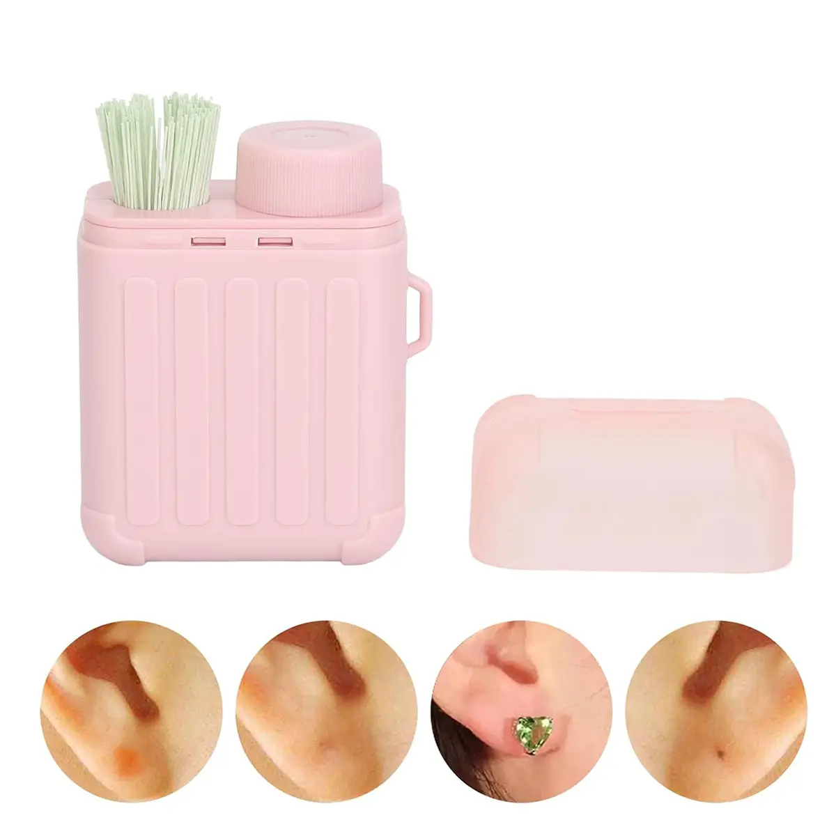 Ear Hole Care Kit – 240pcs Piercing Cleaning Floss & 10ml Solution, Rose Fragrance, Disposable Aftercare Cleaner for Earrings, Women & Men