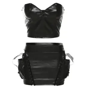 Leather skirt set womenswear