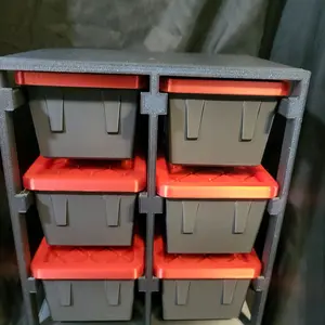 3d printed storage tote set red lids