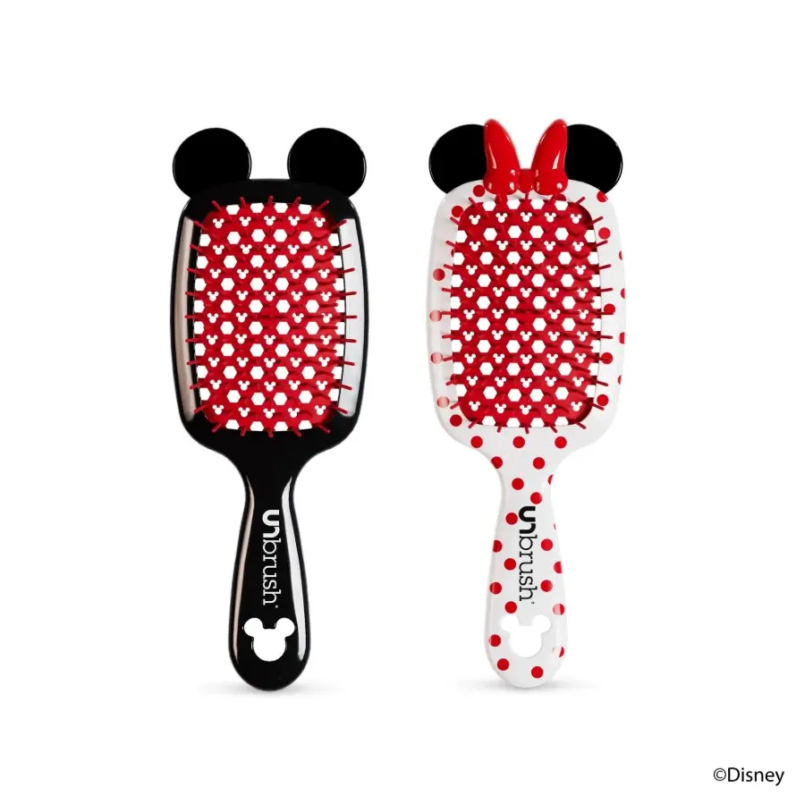 UNbrush Detangling Hair Brush by FHI Heat - Disney Edition Mickey Mouse & Minnie Mouse Duo Set (2 Brushes)