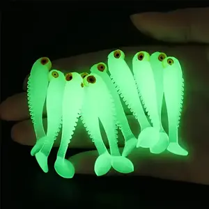 20pcs Glow-In-The-Dark Soft Silicone Fishing Lures, Artificial Fishing Lure, Lead-Free, Ideal for Night Fishing, Durable Fish Bait, Perfect for Anglers, Fishing Accessories, Fishing Supplies