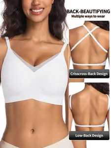 Seamless Lace Bralette Without Underwire, Breathable Backless Design, Cross-Back Style, Comfortable Daily Wear for Women