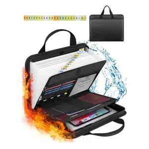 Important Document Organizer Folio Accordion File Organizer Fireproof Expanding File Folder Storage Box with Zipper Labels 13 Pockets for Business Office Receipt Travel