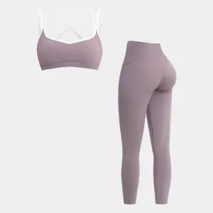 MFVIM Women's Yoga Clothing Set, Mid-Back Design with Lower Back Reveal, All-Seasons Sportswear Suitable for Outdoor Running and Cross-Border Fitness Activities