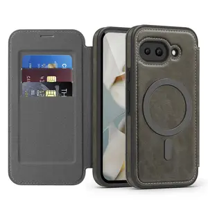 Luxury Flip Magnetic Slot Card Holder Leather Magnet Phone Case For Google Pixel 10 8 9 Pro XL 9A Solid Color Business Cover